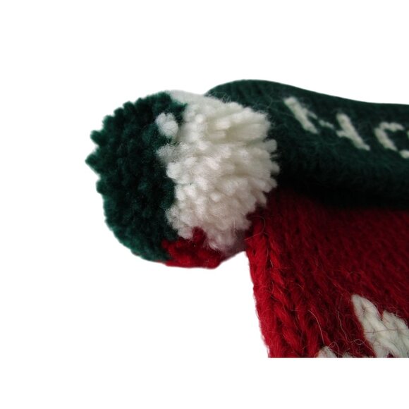Vintage Christmas Knit Stocking With Reindeer Trees & Pom-Pom 24"x5.5" Festive R - Picture 4 of 12
